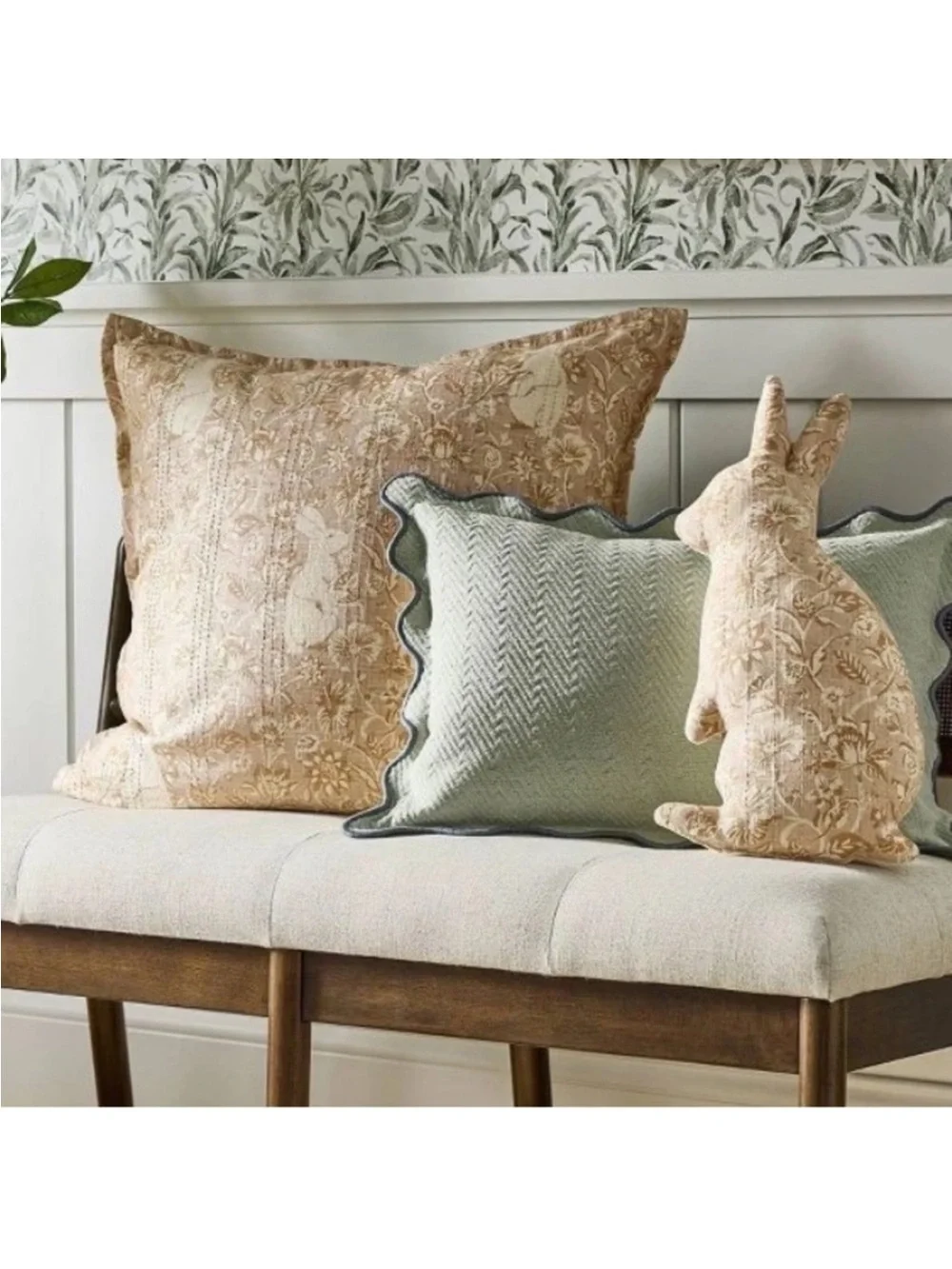 Oversized Square  Hidden Bunny Floral Coral Throw Pillow Threshold Studio McGee